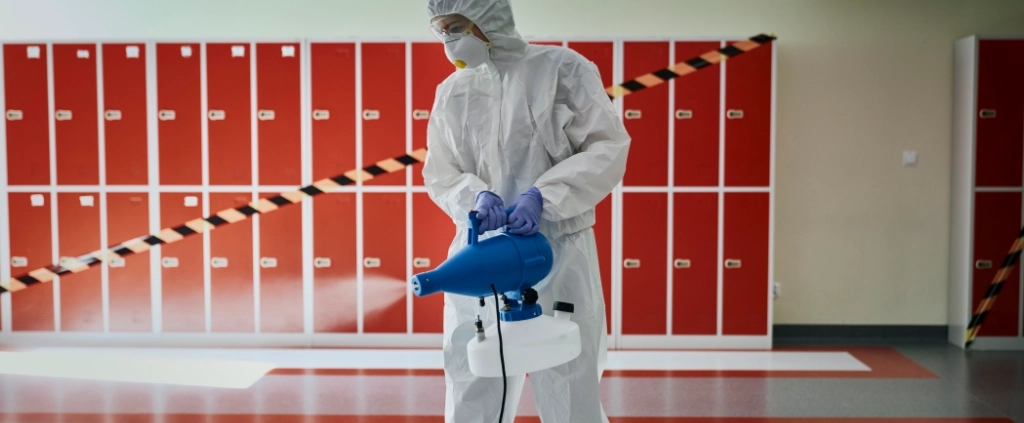 désinfection covid dans une école